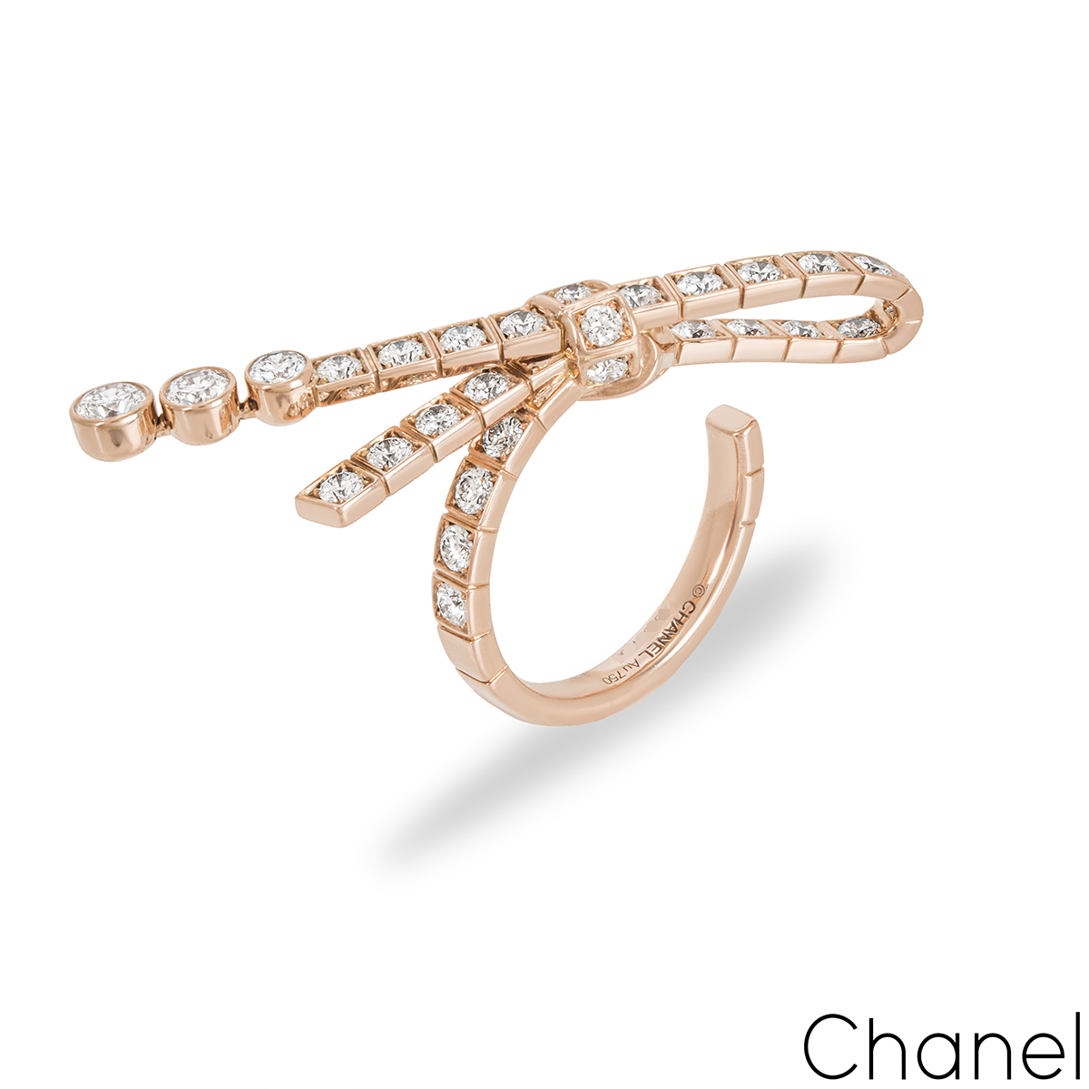 Chanel Rose Gold Diamond Ruban Ring J11863